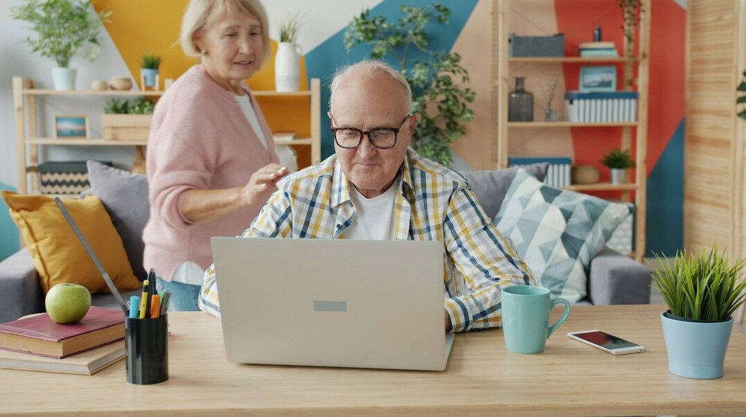 senior person coding